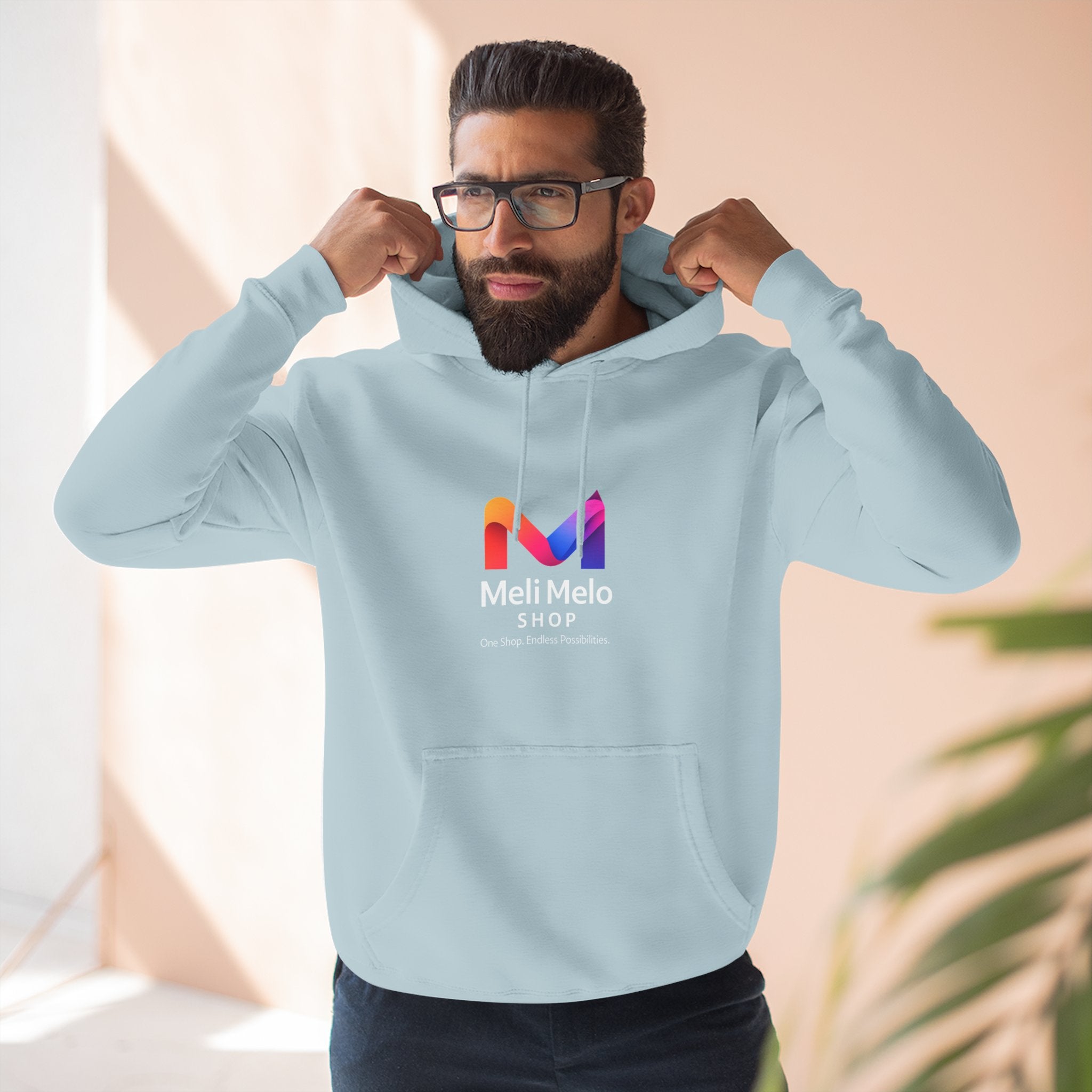 Three-Panel Fleece Hoodie — Lightweight Logo Pullover Sweatshirt