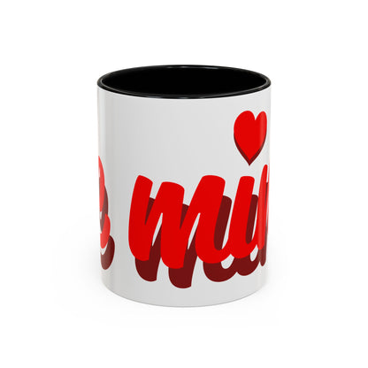 Valentine Love Coffee Mug – 'Be Mine' Red Script Accent Mug (11/15oz)