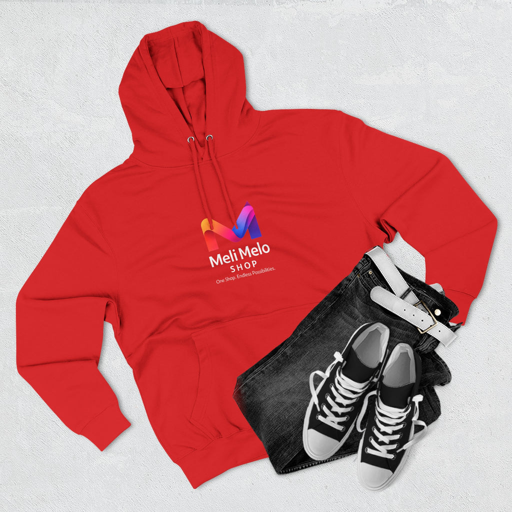 Three-Panel Fleece Hoodie — Lightweight Logo Pullover Sweatshirt