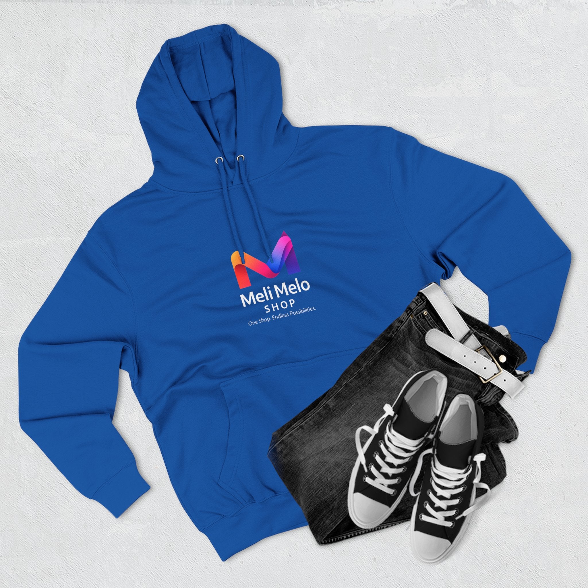 Three-Panel Fleece Hoodie — Lightweight Logo Pullover Sweatshirt