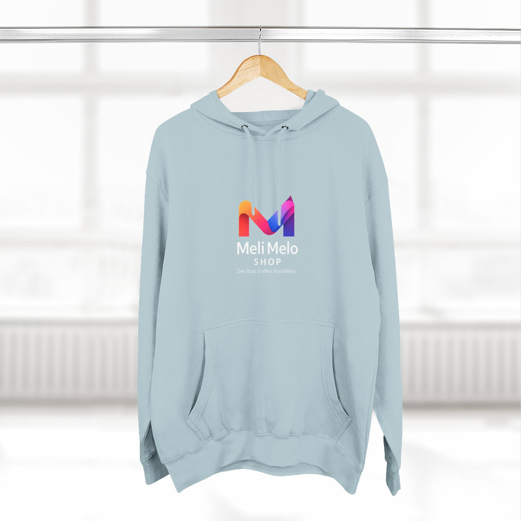 Three-Panel Fleece Hoodie — Lightweight Logo Pullover Sweatshirt