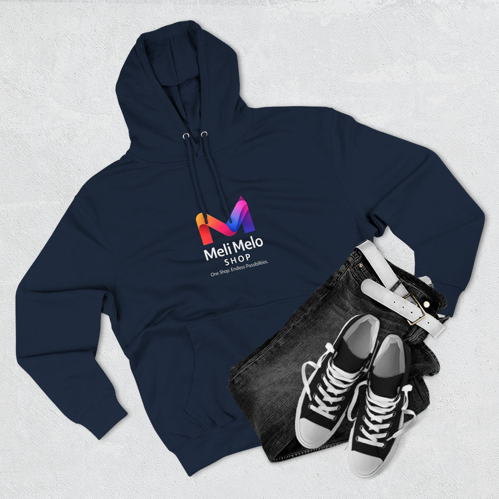 Three-Panel Fleece Hoodie — Lightweight Logo Pullover Sweatshirt