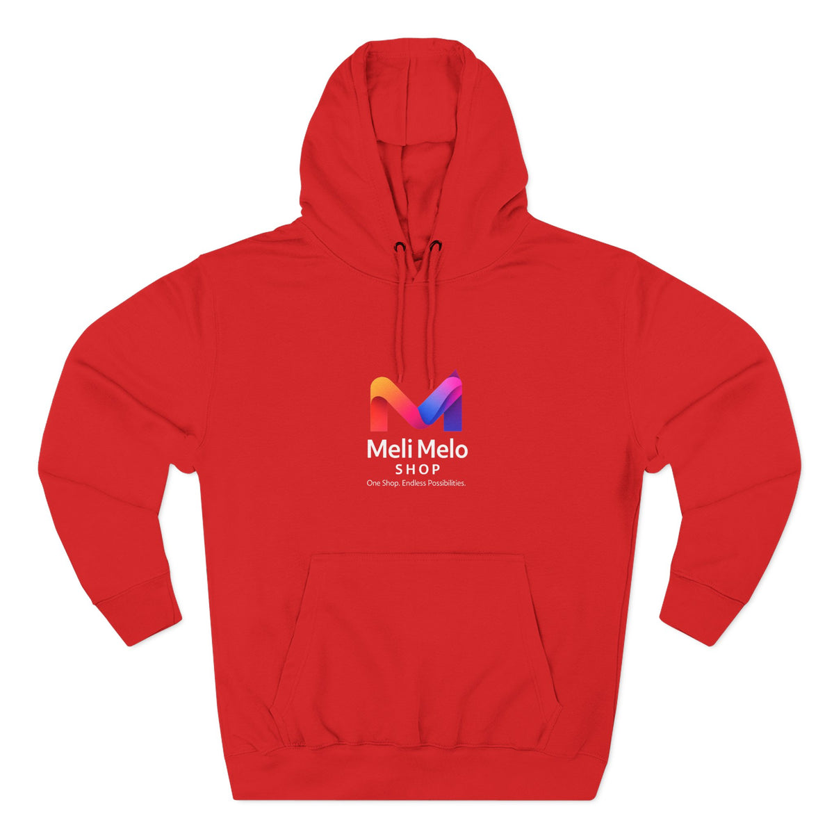 Three-Panel Fleece Hoodie — Lightweight Logo Pullover Sweatshirt